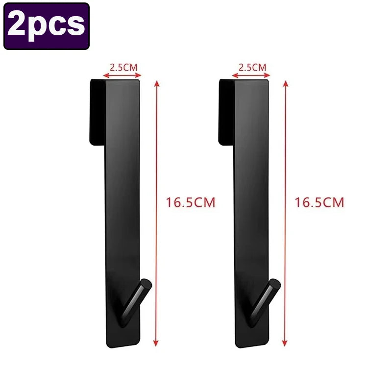 S-Shape Stainless Steel Shower Door Hooks, Drill-Free (1–4 pcs) Robe Hook Babs Black-2pcs