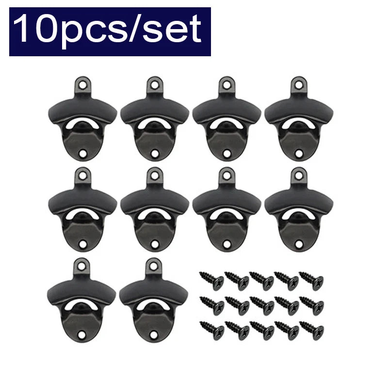 Vintage Wall Mounted Beer Bottle Opener – Zinc Alloy 10 Pack Bottle Opener Babs Black-10PCS