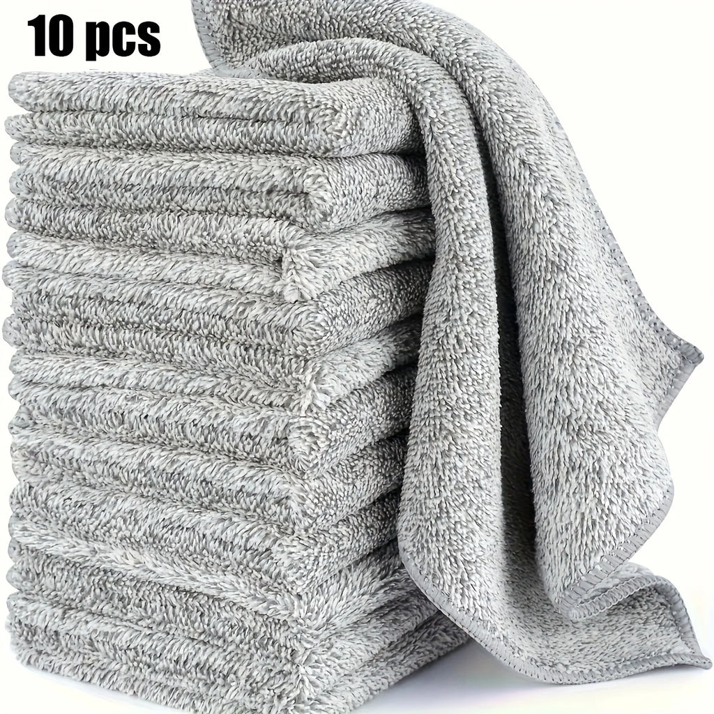 Super Absorbent Bamboo Charcoal Cleaning Cloths 10/20PCS Cleaning Cloths Babs Light Grey 10PCS