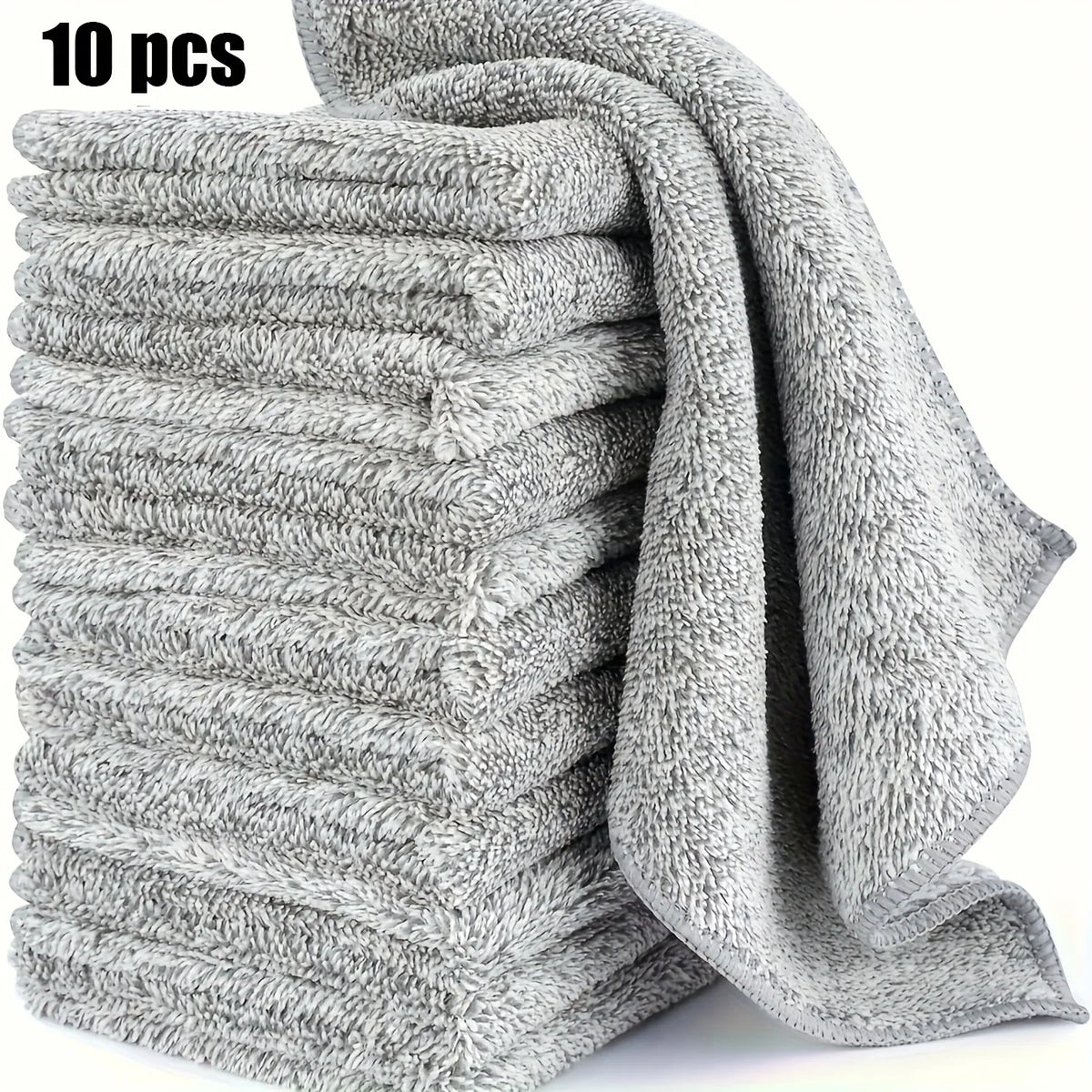 Super Absorbent Bamboo Charcoal Cleaning Cloths 10/20PCS Cleaning Cloths Babs Light Grey 10PCS