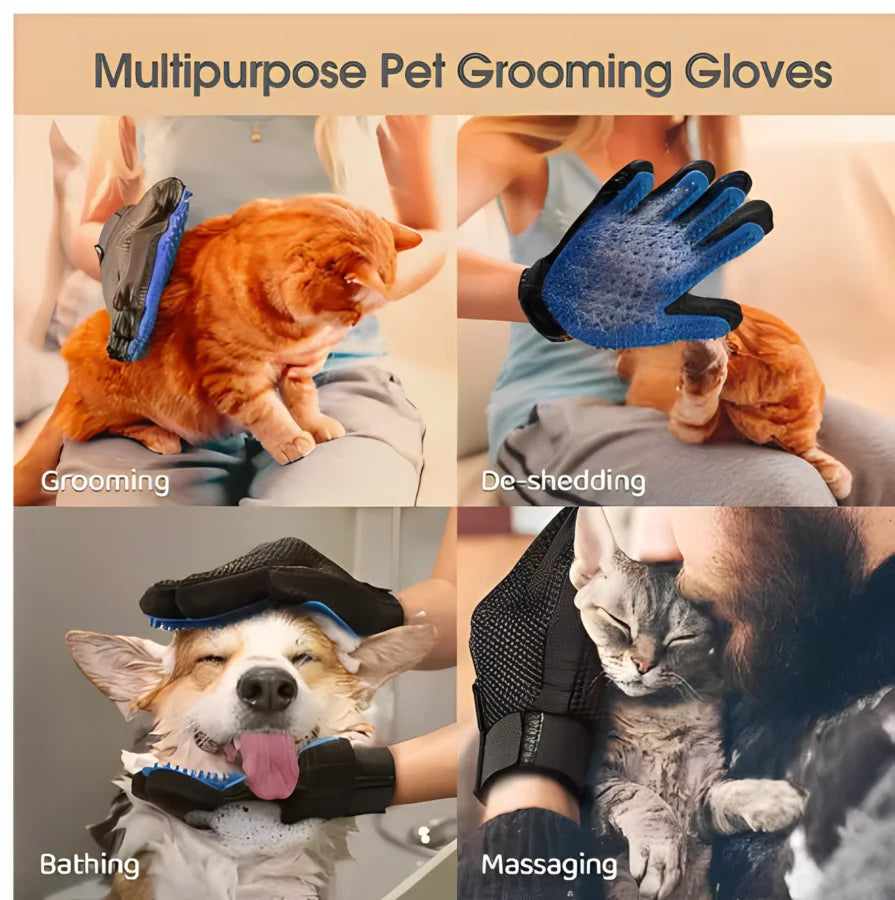 Silicone Pet Grooming Glove – Dog & Cat Deshedding Brush Pet Grooming Glove Babs