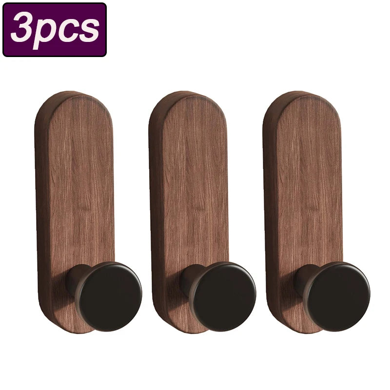 Self-Adhesive Wooden Wall Hook – Coat, Key & Towel Hanger Wall Hook Babs 3pcs 8x2.5x1.2cm