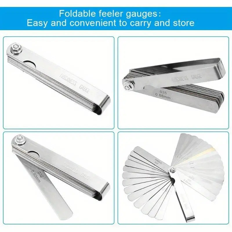 32-Blade Feeler Gauge 0.04–0.88mm Stainless Steel Gap Tool Feeler Gauge Set Babs