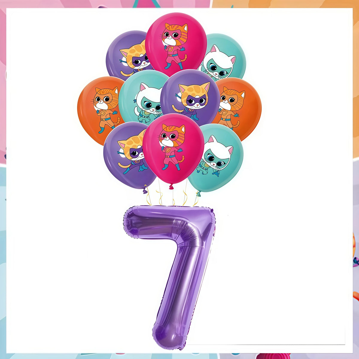 Cat Kitty Birthday Party Supplies – Plates, Cups & Balloons Set Party Supply Kit Babs 19pcs balloon 7