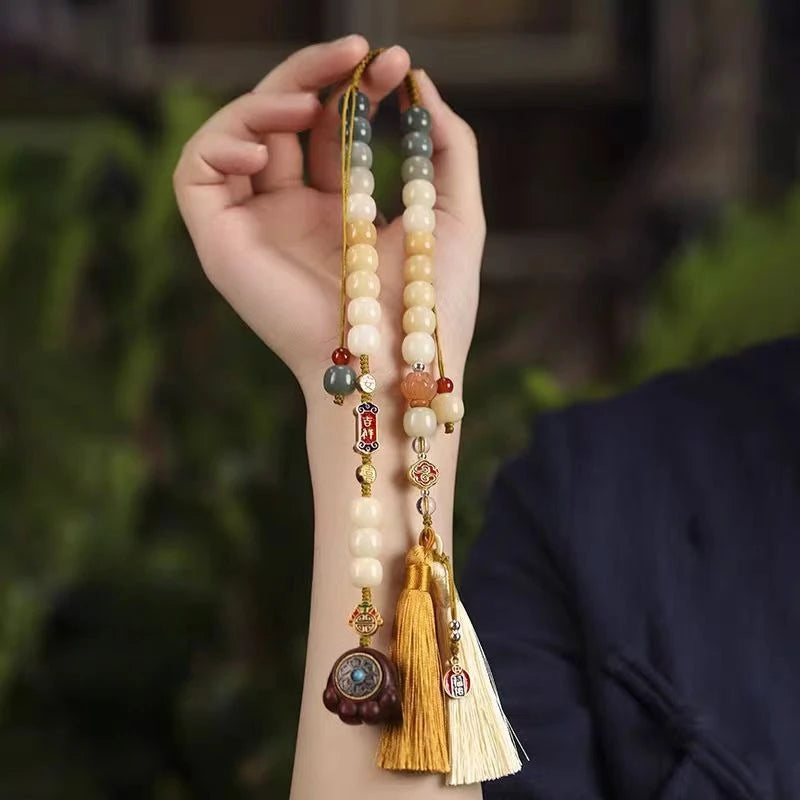 Handmade Bodhi Bead Car Pendant – Vintage Enamel Lucky Ornament Car Hanging Ornament Babs