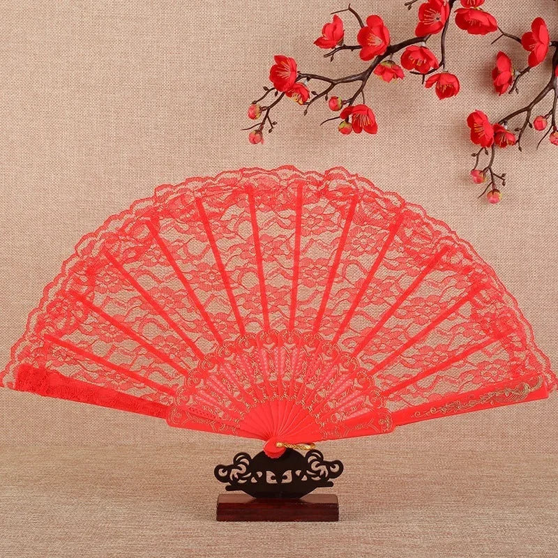 10-Pack Retro Lace Folding Fans – Dance, Photo & Party Props Lace Folding Fan Babs 5a 42.5 x 23 cm