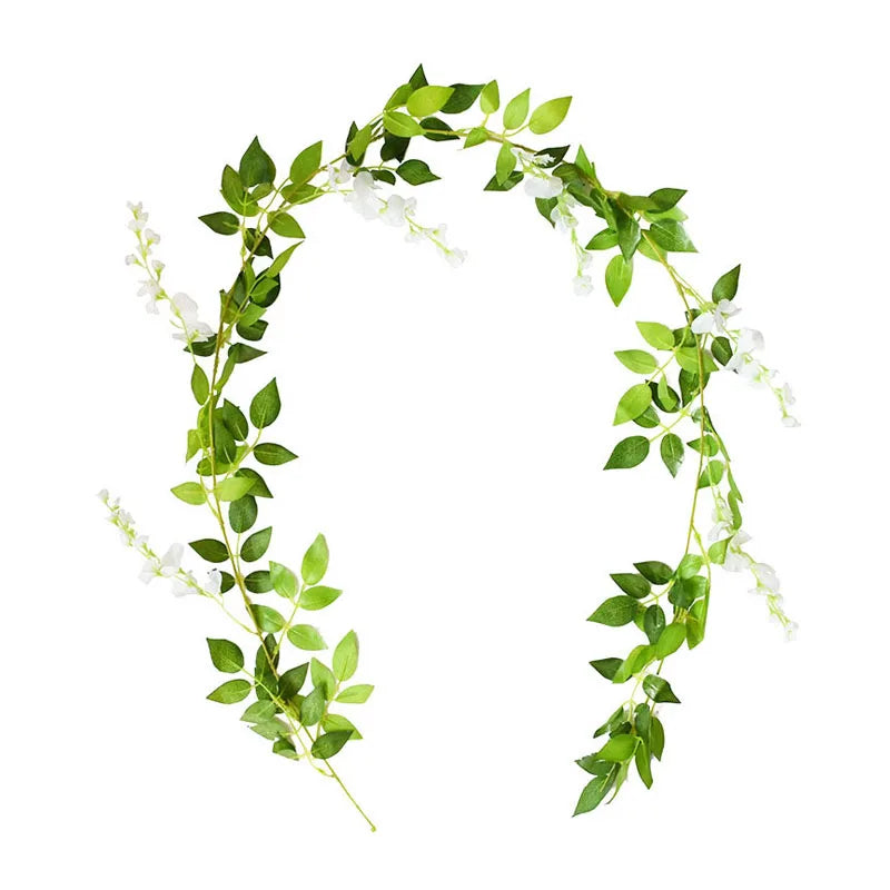 1.85M Wisteria Artificial Vine Garland – Silk Faux Flower Décor Artificial Flower Garland Babs white