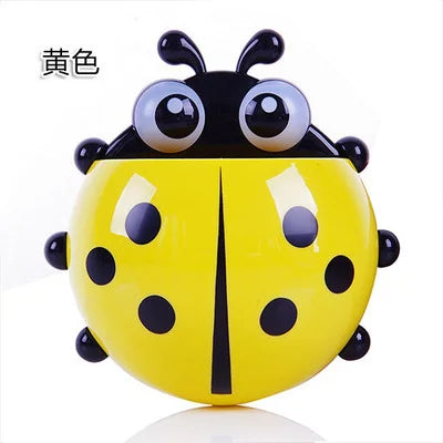 2pcs Ladybug Wall-Mounted Toothbrush Holder | No-Drill Organizer Toothbrush Holder Babs YELLOW