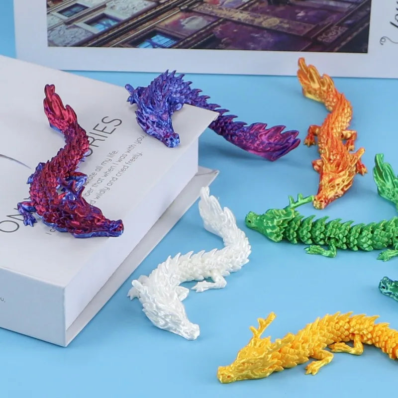12cm Articulated Chinese Dragon Figurine 3D Printed Desk Ornament Dragon Figurine Babs
