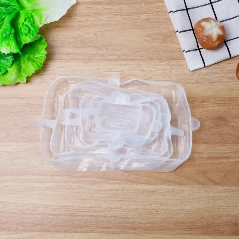 6-Pack Reusable Silicone Stretch Lids for Cans & Bowls Silicone Food Lids Babs Square White 6pcs