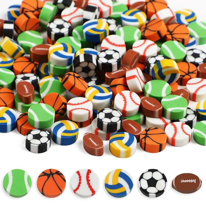 Sports Mini Erasers Bulk 50/100 Pcs – Kids Party Favors Novelty Mini Erasers Babs Mixed 100Pcs