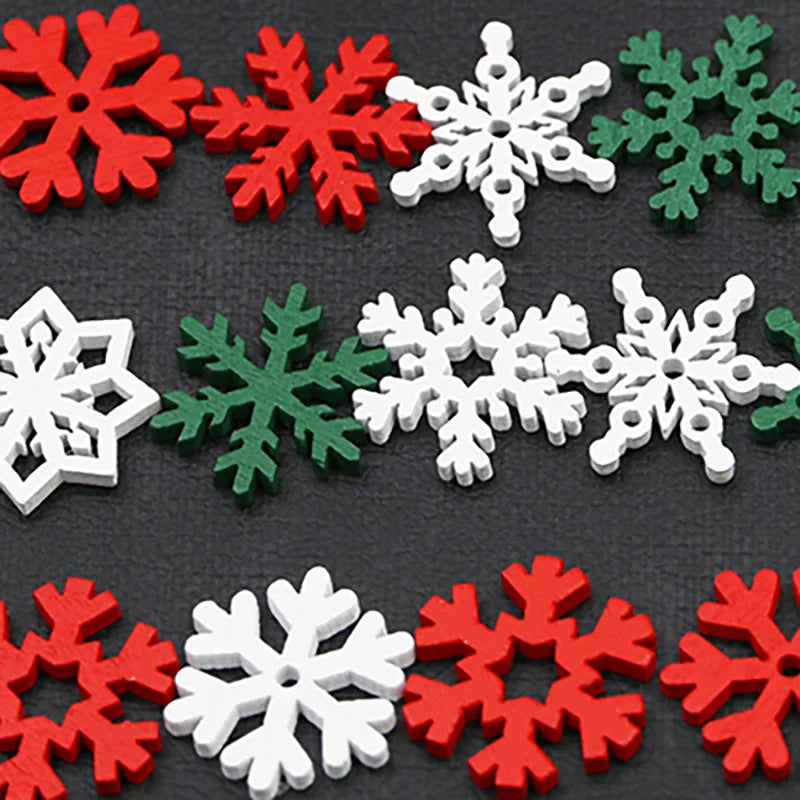 50Pcs 24mm Wooden Snowflake Chips – Christmas DIY Craft Decor Wooden Craft Shapes Babs