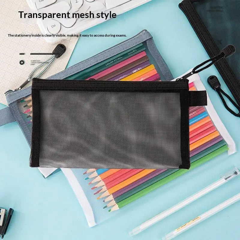 10-Pack Mesh Zipper Pencil Pouches – Clear See-Through Mesh Pencil Pouch Babs
