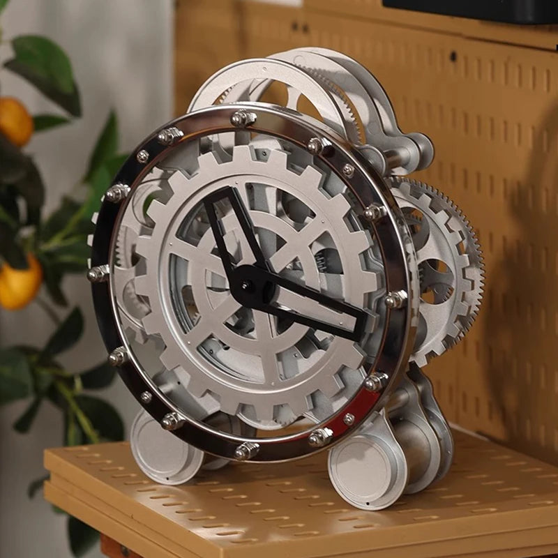 Nordic Rotating Gear Table Clock – 14" Metal Desk Decor Decorative Desk Clock Babs