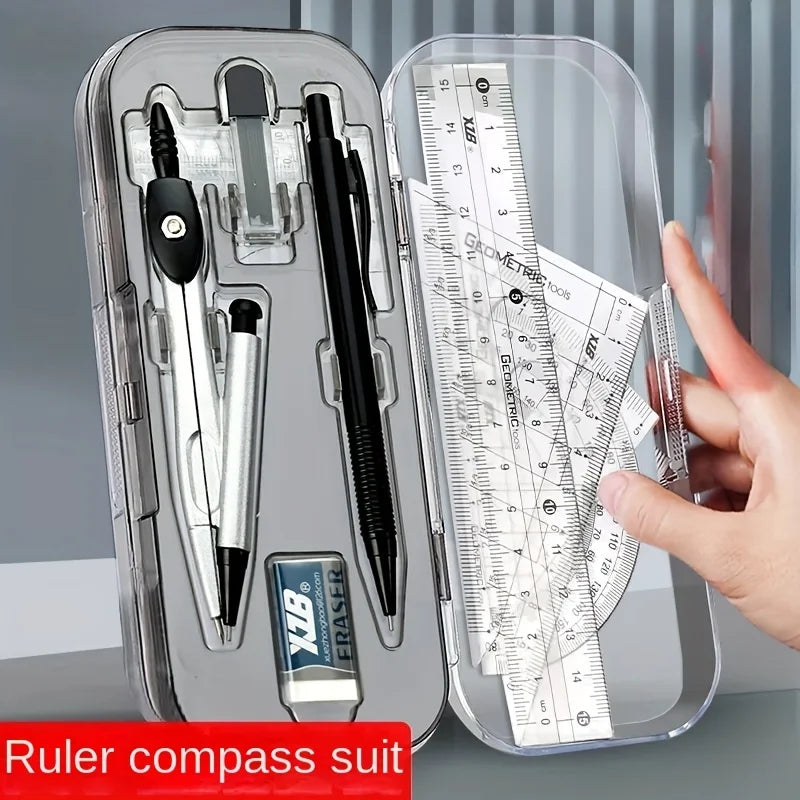 8-Piece Geometry Set – Compass, Protractor, Ruler & Pencil Kit Geometry Drawing Set Babs