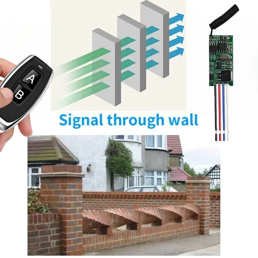 433MHz RF Wireless Relay Receiver & Remote Switch DC 3.6V–24V RF Relay Receiver Babs