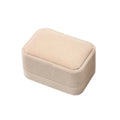 Vintage Velvet Double Slot Ring Box – Engagement & Wedding Velvet Ring Box Babs Beige