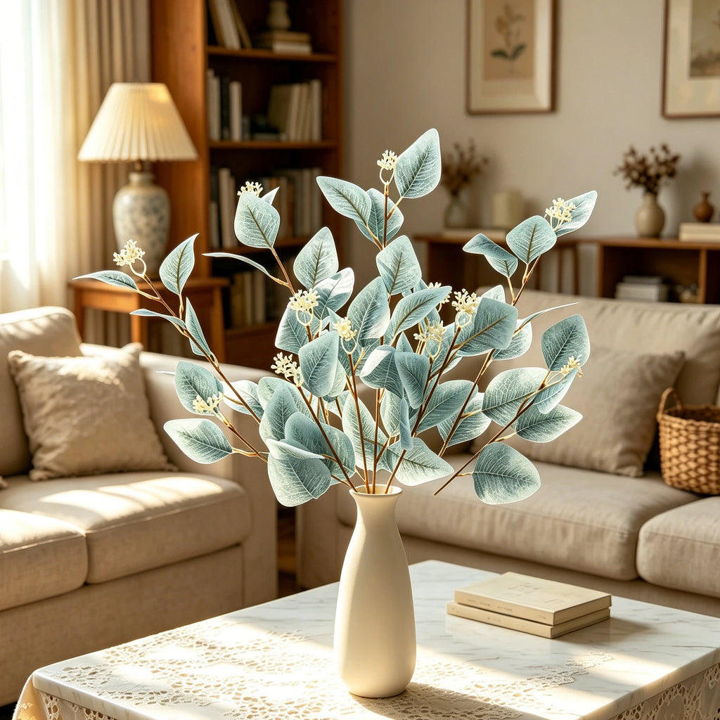 Artificial Eucalyptus Branches Fake Plant Decor 53cm | 1-2 Pcs Artificial Plant Decor Babs