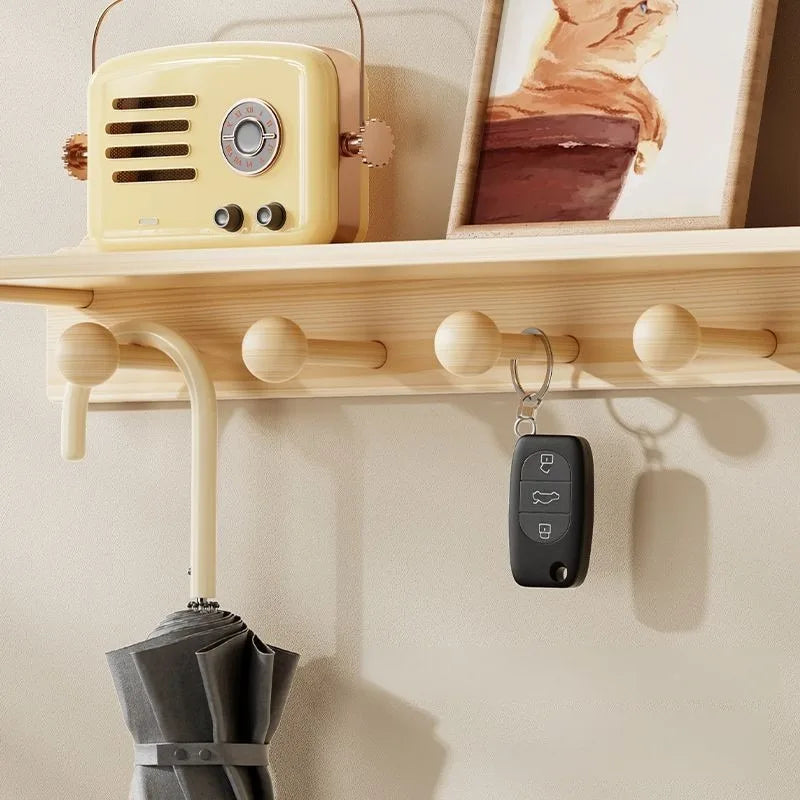 Wall Mounted Wooden Coat Rack – 6-Hook Pine Entryway Organizer Wall Coat Rack Babs