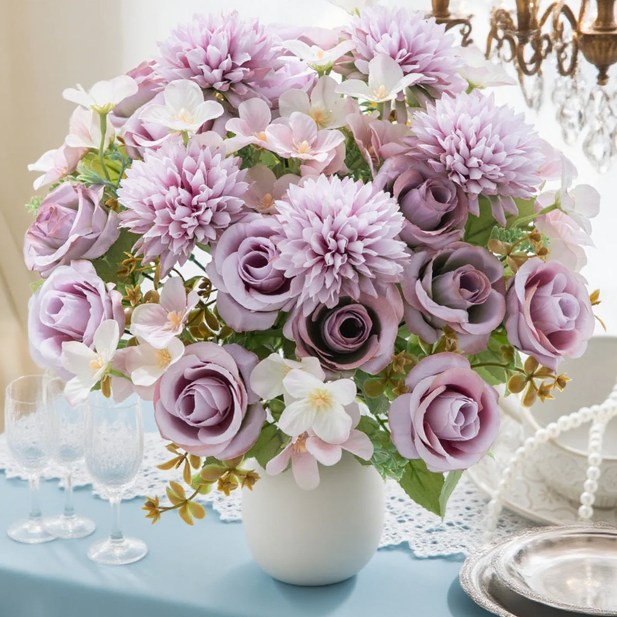 Artificial Silk Rose Bouquet – Wedding & Home Décor Flowers Artificial Silk Flowers Babs
