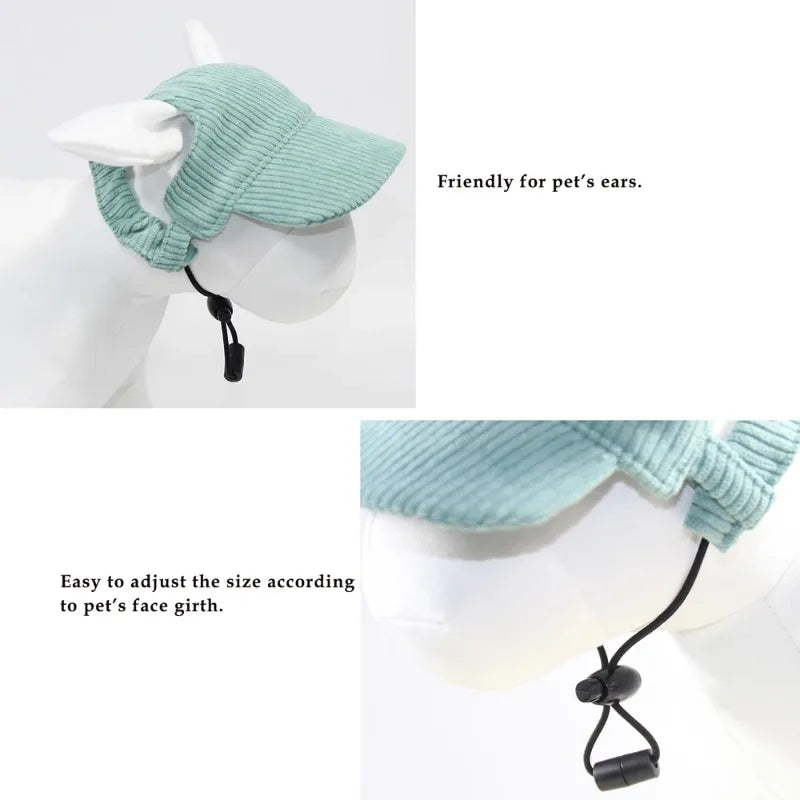 Adjustable Corduroy Dog Baseball Cap & Sun Hat for Dogs Dog Sun Hat Babs