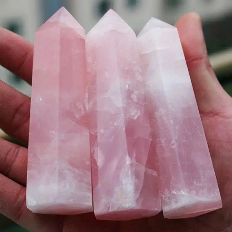 Natural Pink Rose Quartz Crystal Wand Point 60-70mm Crystal Wand Babs Pink