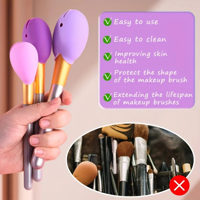 Silicone Makeup Brush Covers – Travel Organizer & Protector Makeup Brush Covers Babs
