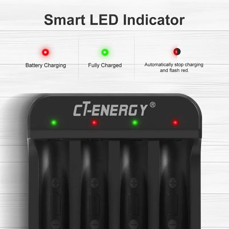 Alasicka 1.5V AA/AAA Lithium Battery Fast Charger 4-Slot USB-C Battery Charger Babs