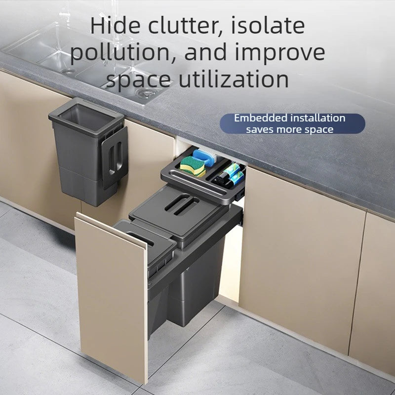 Cabinet-Mounted Kitchen Waste Bin | Large Capacity & Odor-Seal Lid Cabinet Waste Bin Babs