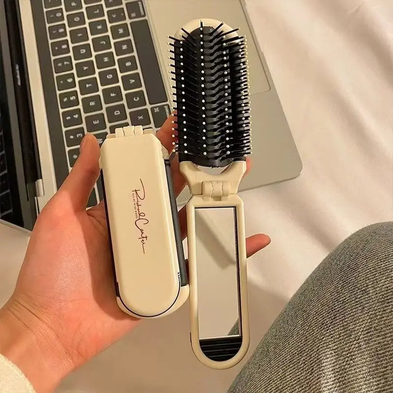 Foldable Travel Hair Comb with Mirror – Air Cushion Massage Travel Hair Comb Babs