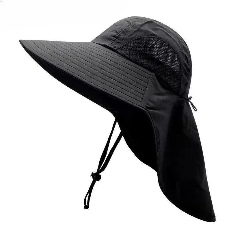 Waterproof Bucket Hat Wide Brim Sun Protection & Neck Cover Outdoor Bucket Hat Babs black