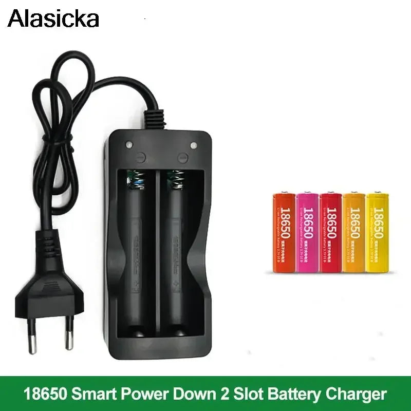 Alasicka 18650 Dual Slot Smart Li-ion Battery Charger + Cable Battery Charger Babs
