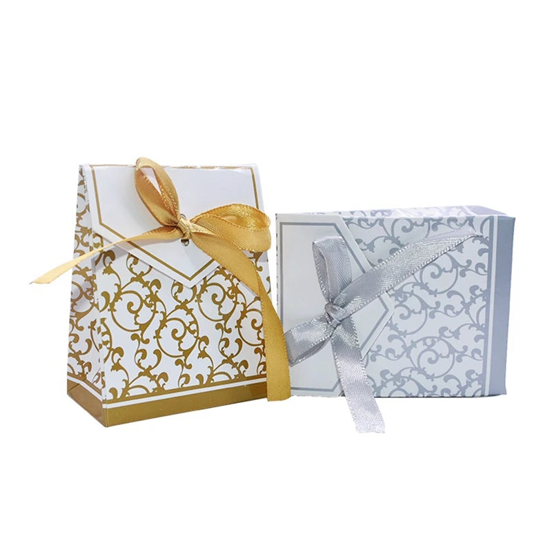 10Pcs Gold Silver Paper Candy Boxes – Wedding & Party Favors Party Favor Boxes Babs