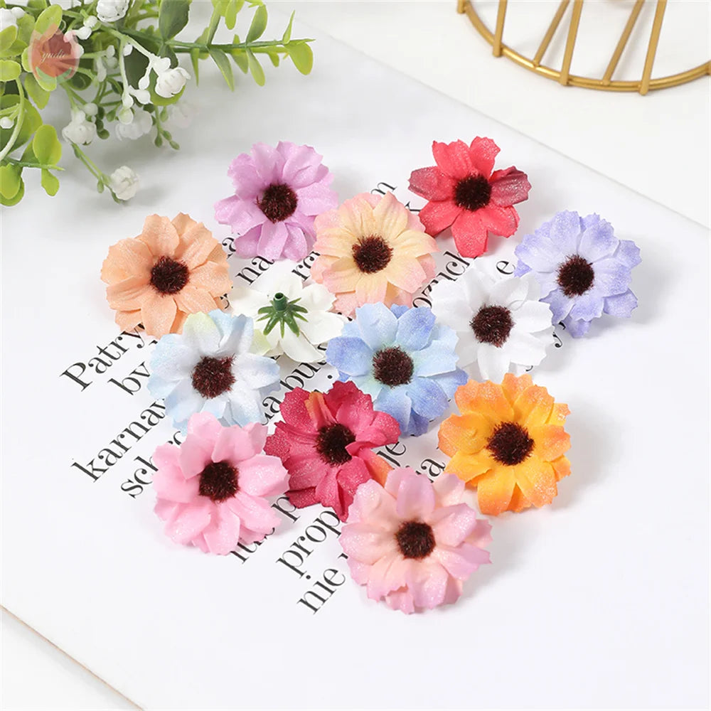 20/50Pcs Silk Artificial Daisy Heads – Wedding & Home Decor Artificial Flower Heads Babs