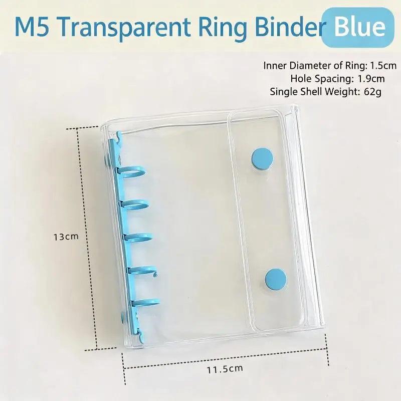 M5 Transparent PVC 6-Ring Binder Cover – Journal & Planner Ring Binder Cover Babs Blue