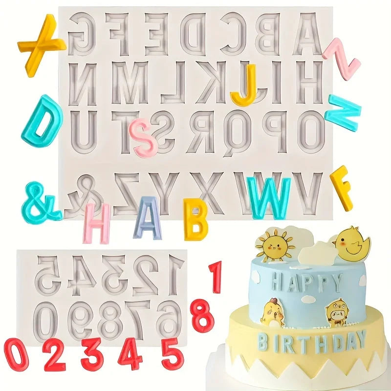Capital Letter & Number Fondant Silicone Mold Set | Cake Decor Fondant Silicone Mold Babs