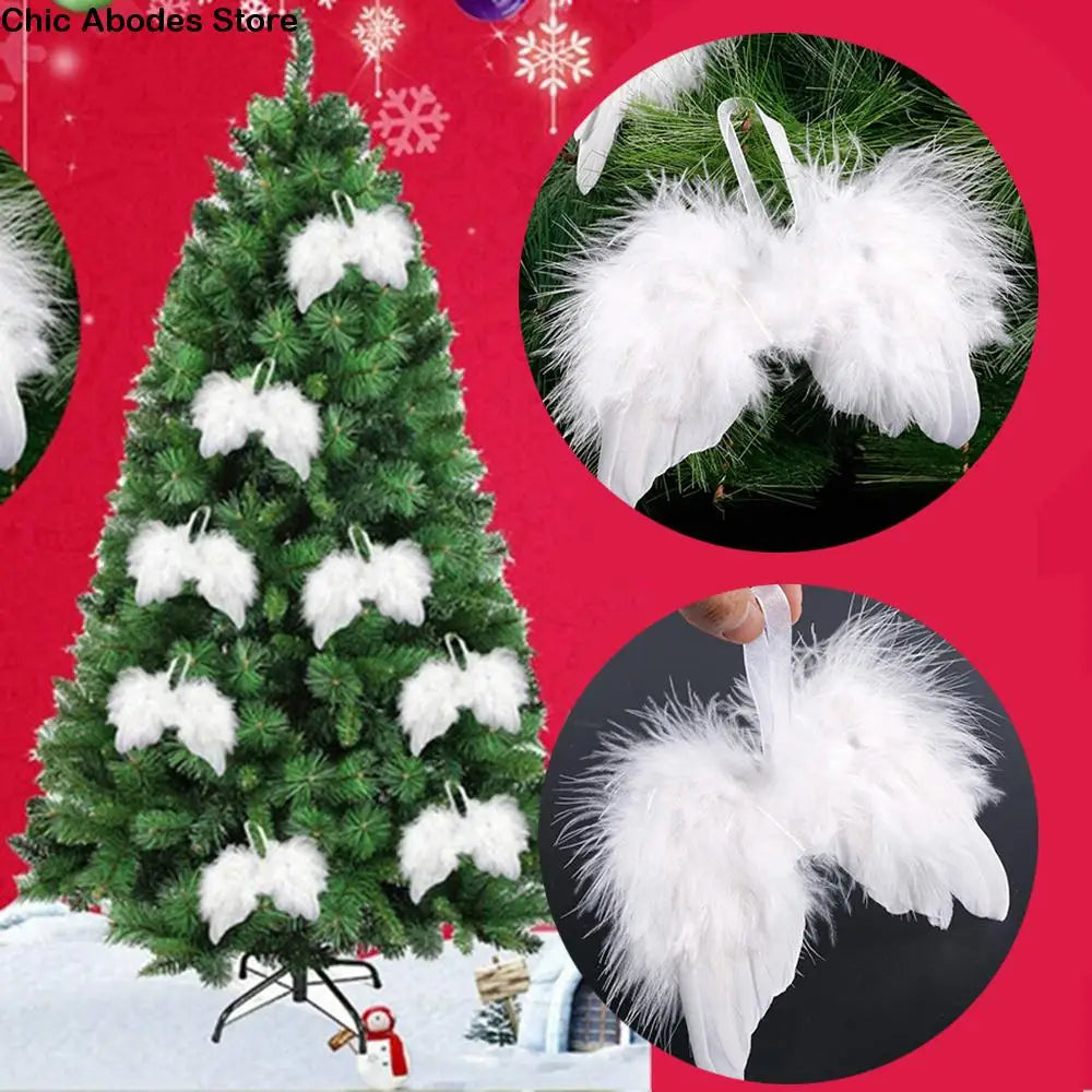 10Pcs Feather Angel Wings Ornaments – Christmas & Wedding Decor Holiday Ornaments Babs