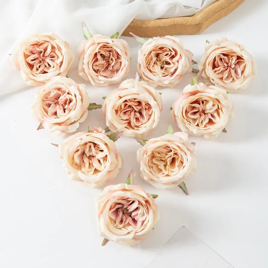 Silk Peony Artificial Flower Heads – Wedding & Home Decor 10/20Pcs Artificial Flower Heads Babs Beige 10 PCS