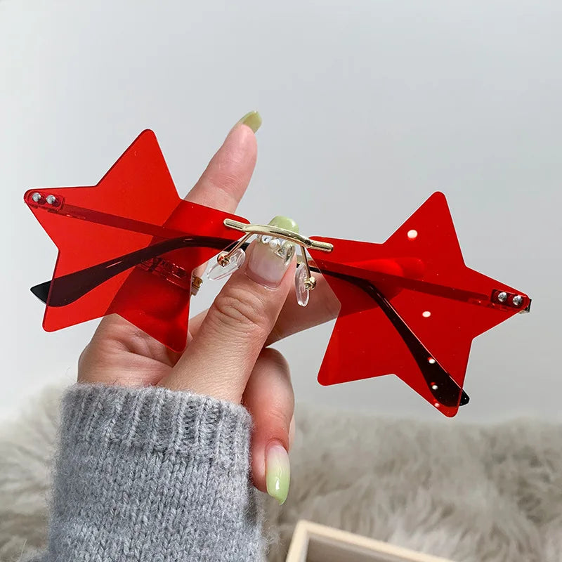 Star Frameless Party Sunglasses 10-Pack – UV400 Costume Eyewear Costume Sunglasses Babs red