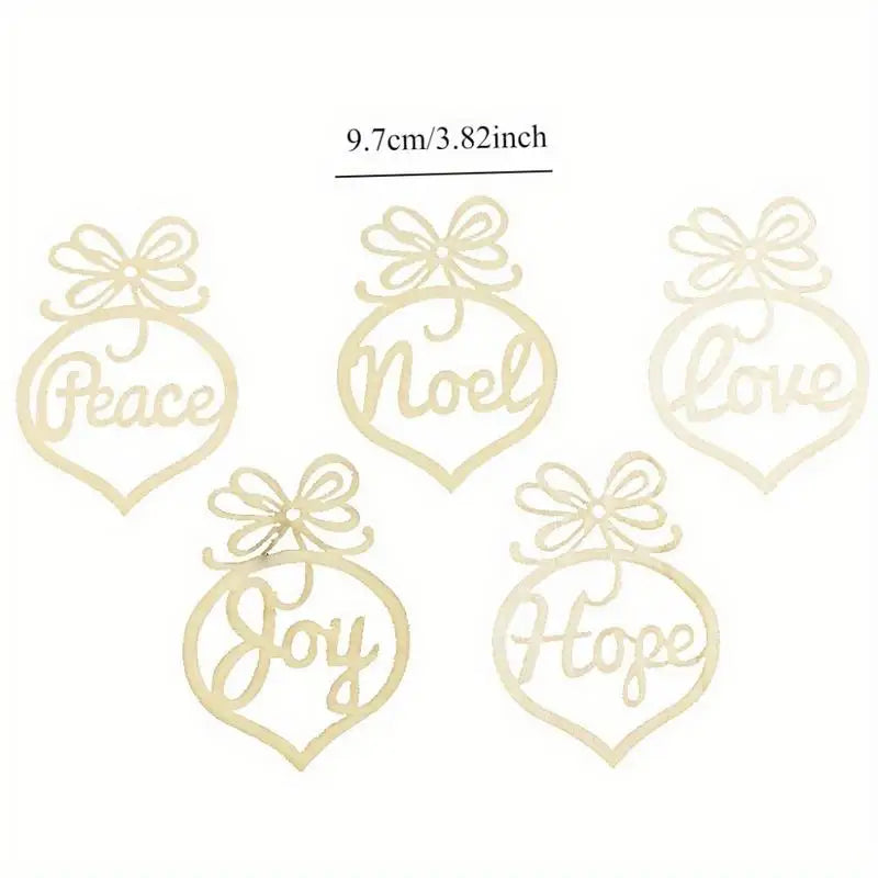 6pcs Wood Hollow Letter Christmas Tree Hanging Ornaments Christmas Tree Ornaments Babs