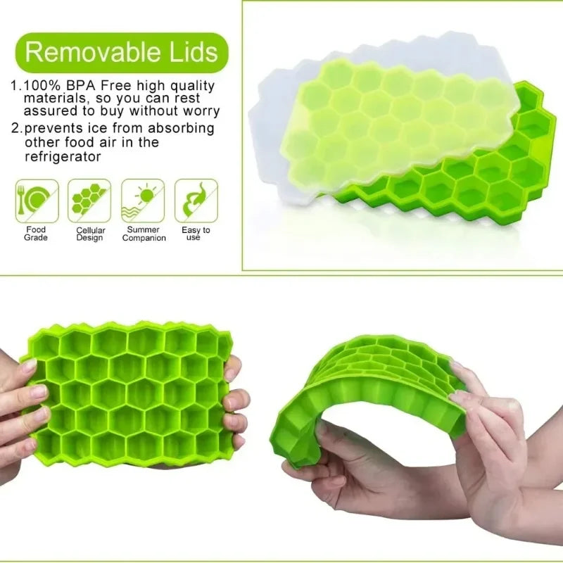 BPA-Free Silicone Ice Cube Mold with Lid – DIY Popsicle Tray Ice Cube Mold Babs
