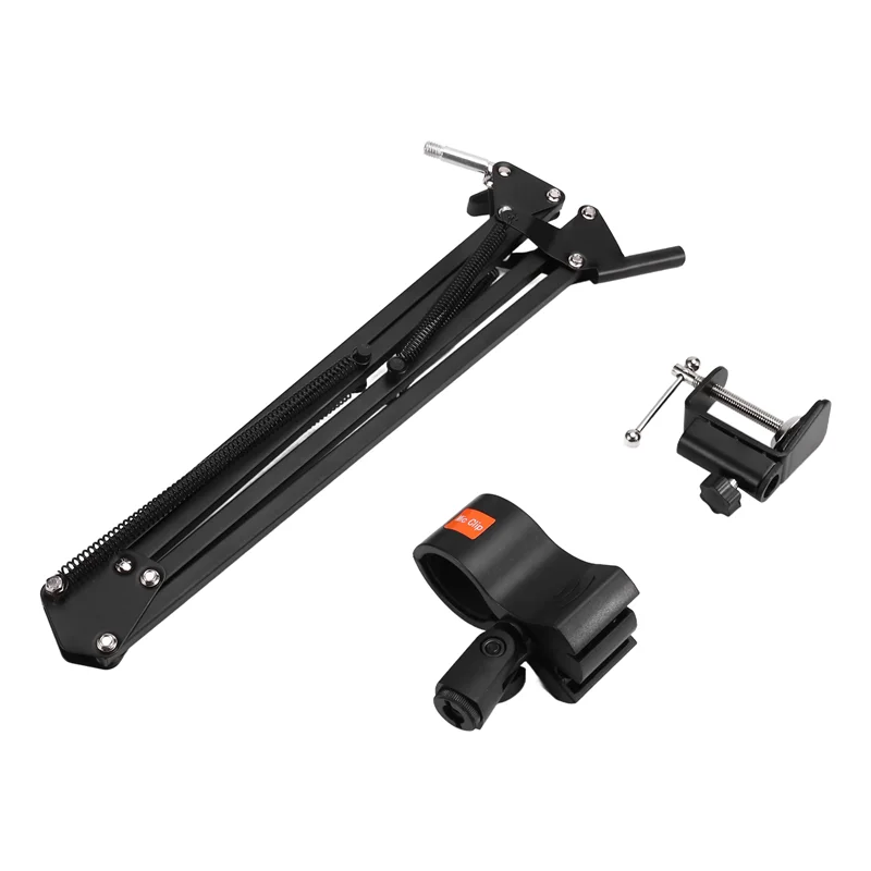 Adjustable Mic Boom Scissor Arm Stand for Recording & Broadcast Microphone Boom Stand Babs Black Iron