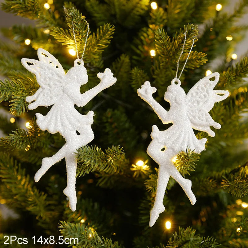 Christmas Tree Ornaments – Snowflake, Angel & Deer Pendants Christmas Tree Ornaments Babs 2pcs angel