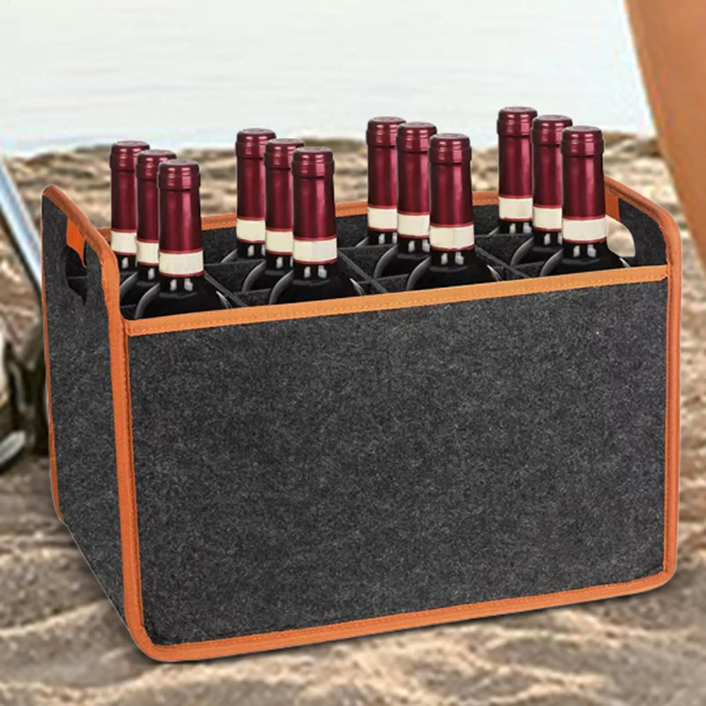 12-Bottle Felt Wine Tote Bag – Waterproof Travel Carrier Wine Bottle Carrier Babs