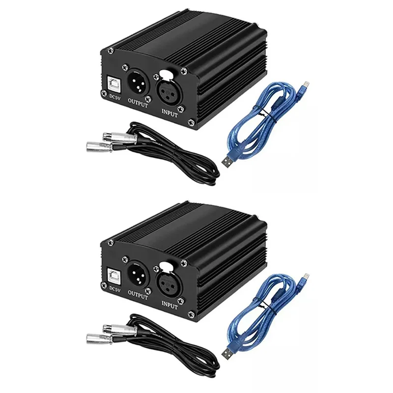 48V Phantom Power Supply & XLR Cable for Condenser Microphone Phantom Power Supply Babs
