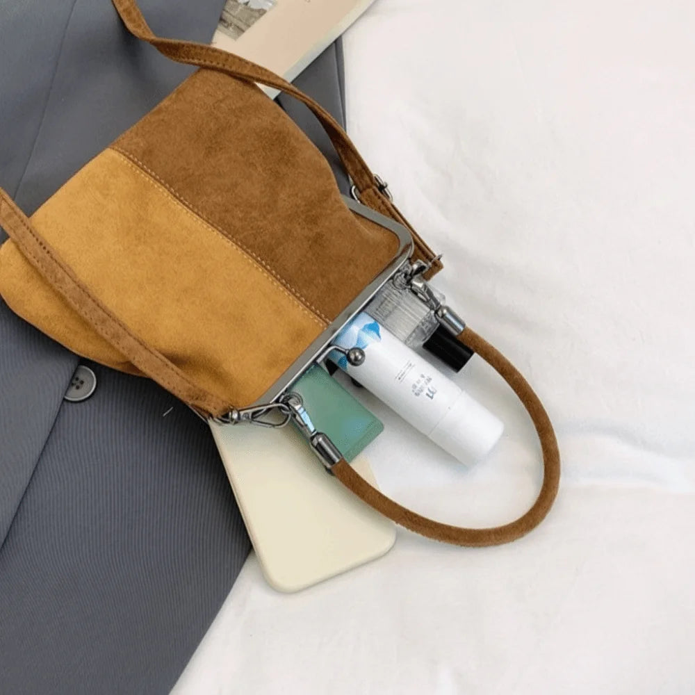 Vintage Kiss-Lock PU Leather Crossbody Handbag for Women Crossbody Handbag Babs