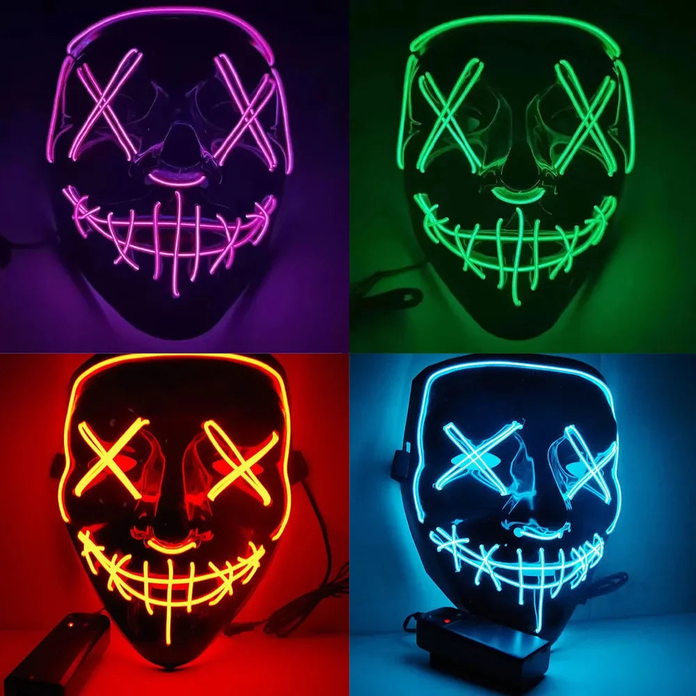 LED Glowing EL Wire Party Mask – Halloween Cosplay Costume LED Costume Mask Babs MIx-4PCS