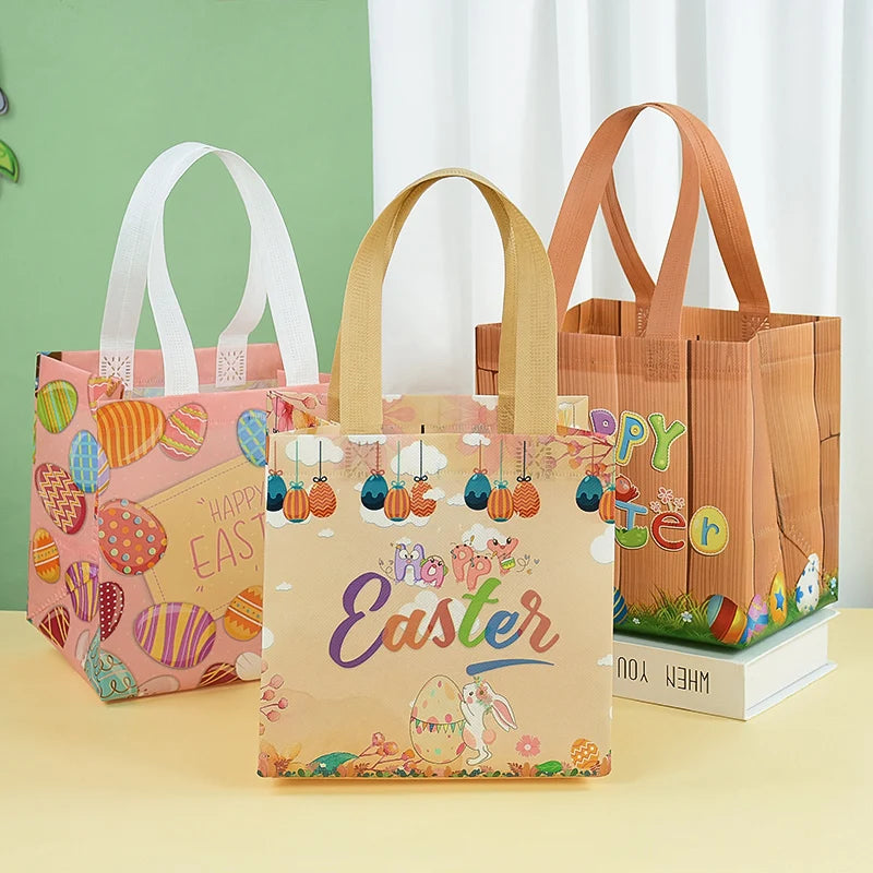 6-Pack Easter Gift Bags – Nonwoven Rabbit & Egg Party Favor Bags Easter Party Bags Babs