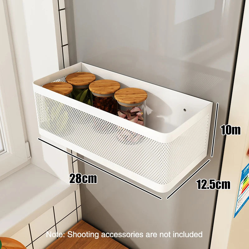 Magnetic Spice Rack – Stainless Steel Fridge Shelf Organizer Magnetic Spice Rack Babs L-White