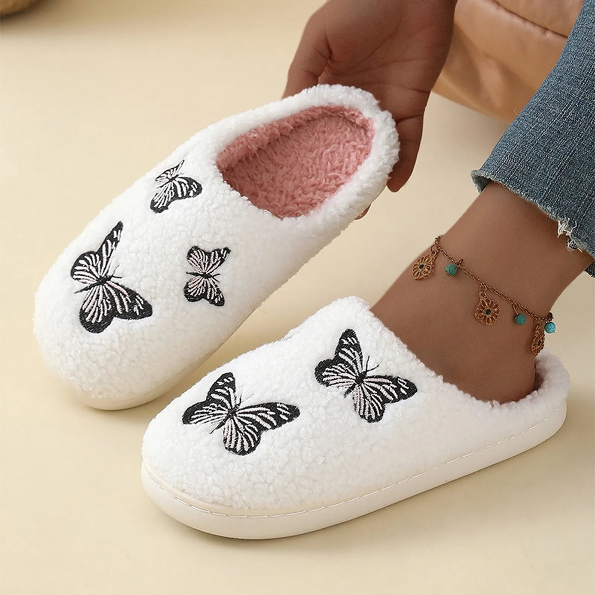 Women's Fuzzy Memory Foam Slippers – Cozy Indoor House Shoes Women's House Slippers Babs 44 Pink